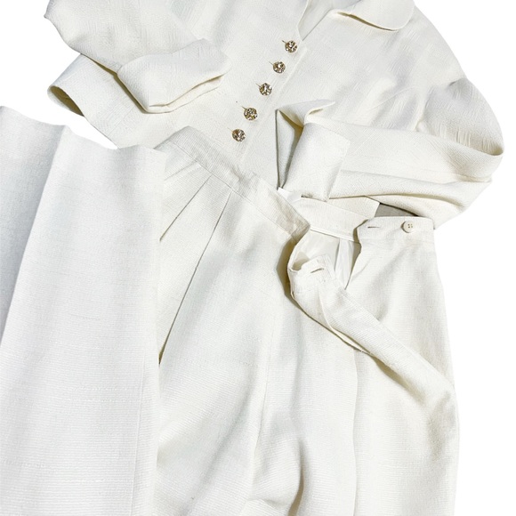 Christian Dior Vintage Jacket Size 6 Slacks Size 8 Cotton Linen Button Elegant - Picture 6 of 15